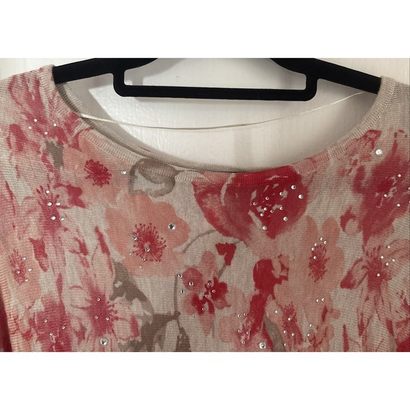 NWT INC. International Concepts Floral Pink Tan Tunic Dress Fairy Sz M - Picture 2 of 11